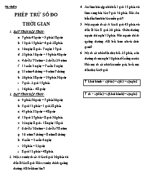 Bài tập về Phép trừ số đo thời gian môn Toán lớp 5